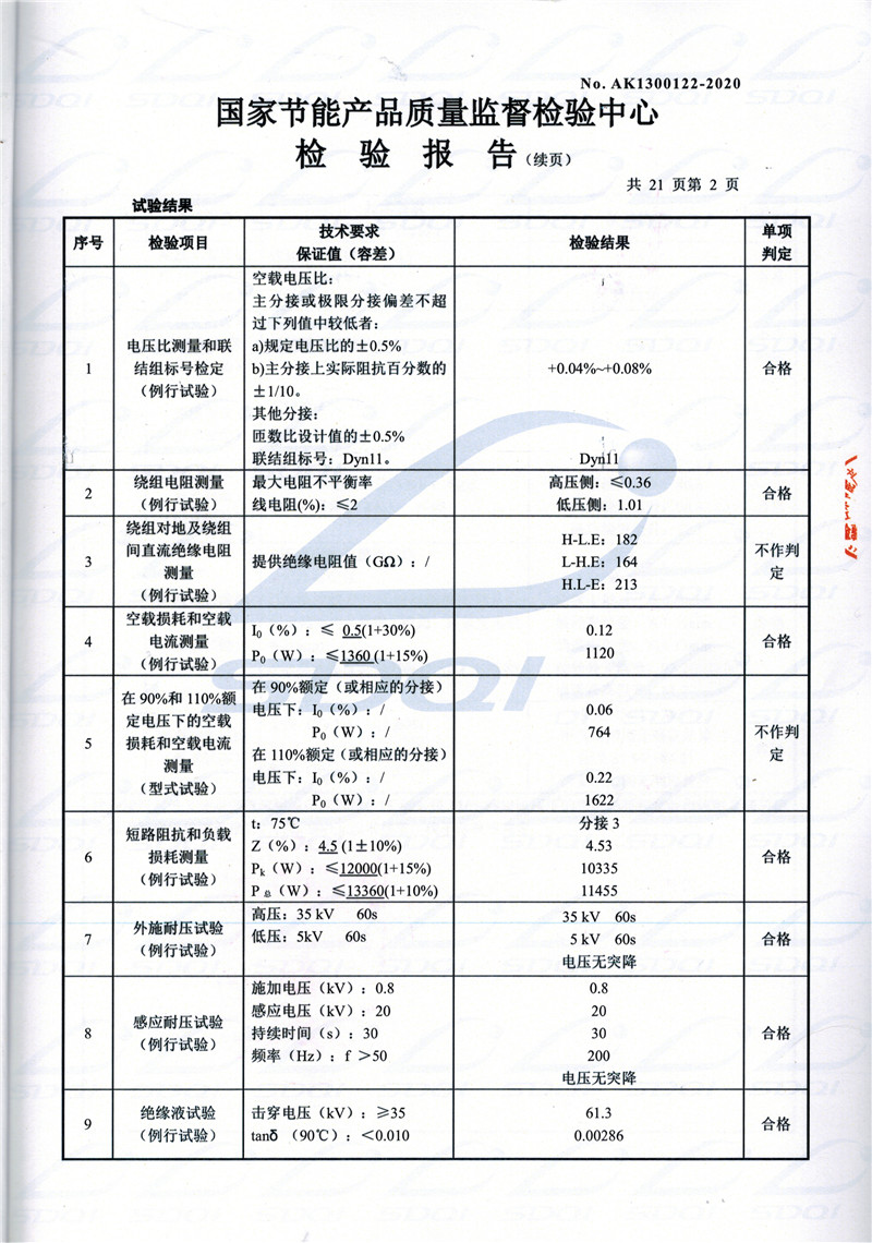 高低压试验报告-S11-1250恒山恒山恒山油浸式变压器-2.jpg